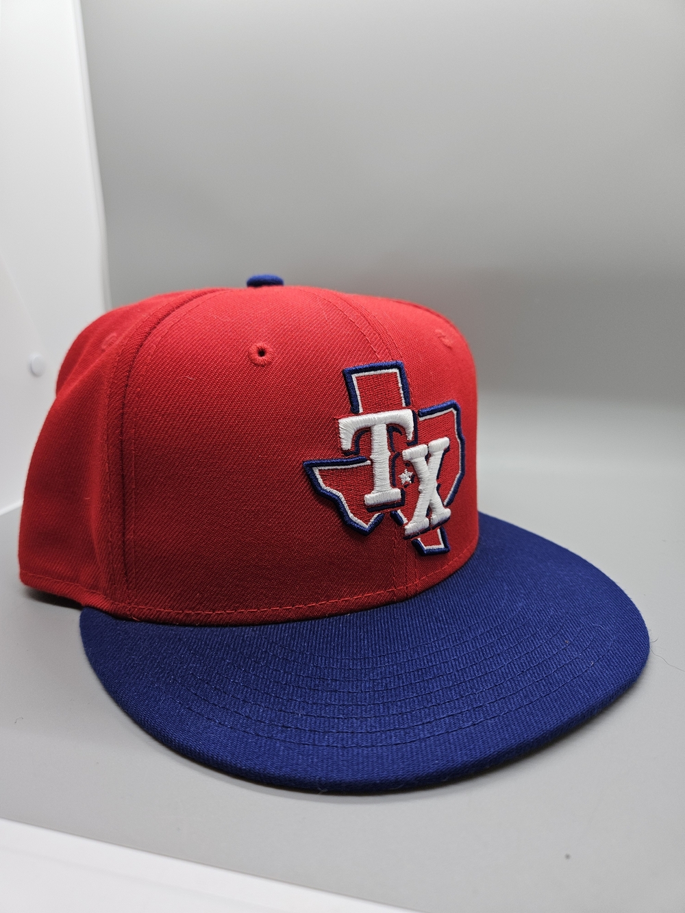 New Era 59FIFTY Texas Rangers Alternate Fitted Hat Size 7 1/2 Red Blue On Field